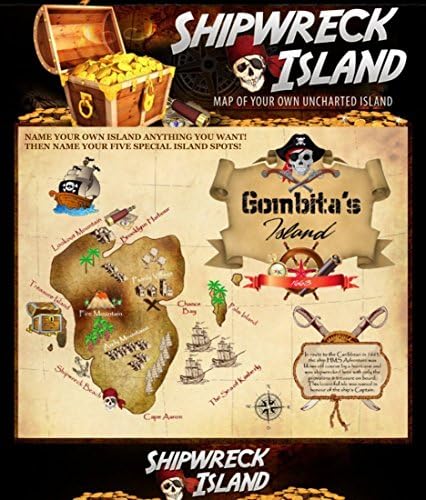 SHIPWRECK ISLAND - CUSTOMIZE WHEN ORDERING - Name Your Own Uncharted Island And 5 Special Places On The Map (Photo Paper 11x14)