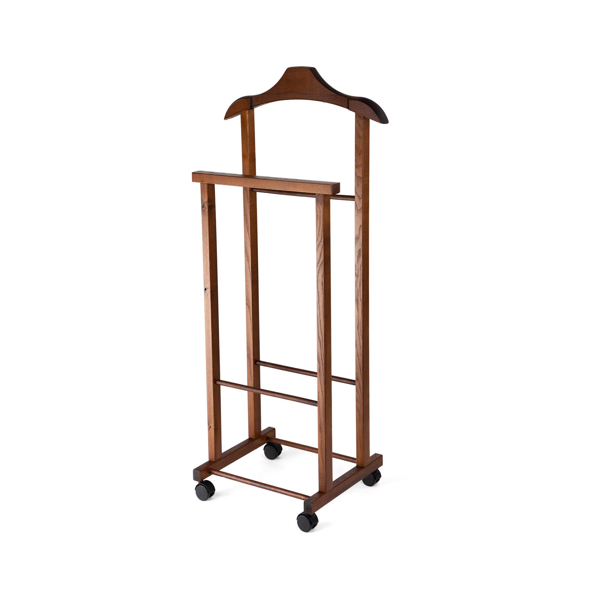 Compactor Hector Valet Stand and Clothes Storage Rail, Varnished Birch Wood, 33 x 28.5 x 97cm, Brown, RAN6756
