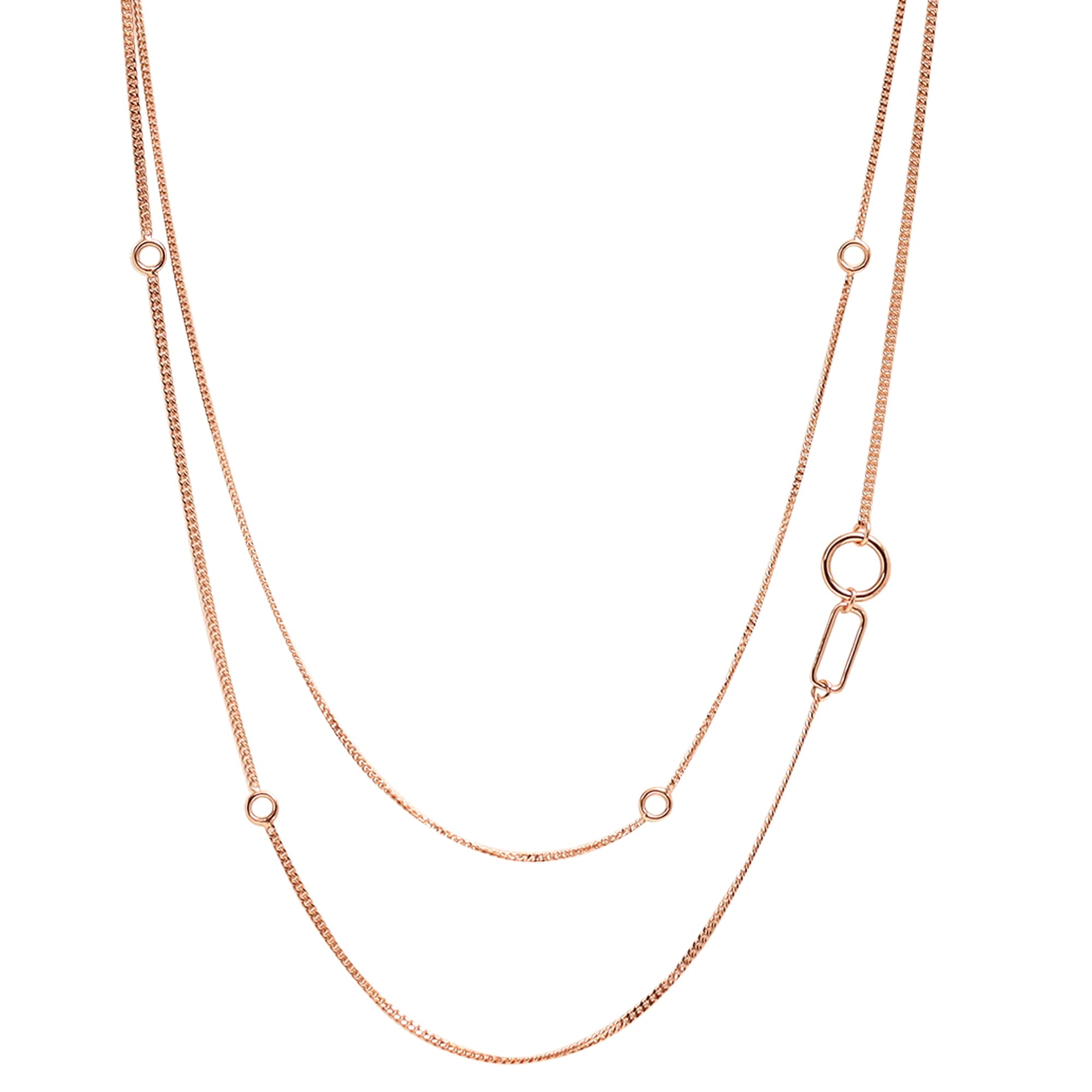 LeCalla 925 Sterling Silver Rose Gold-Plated Morden Style Station Long Chain Necklace for Women Teen