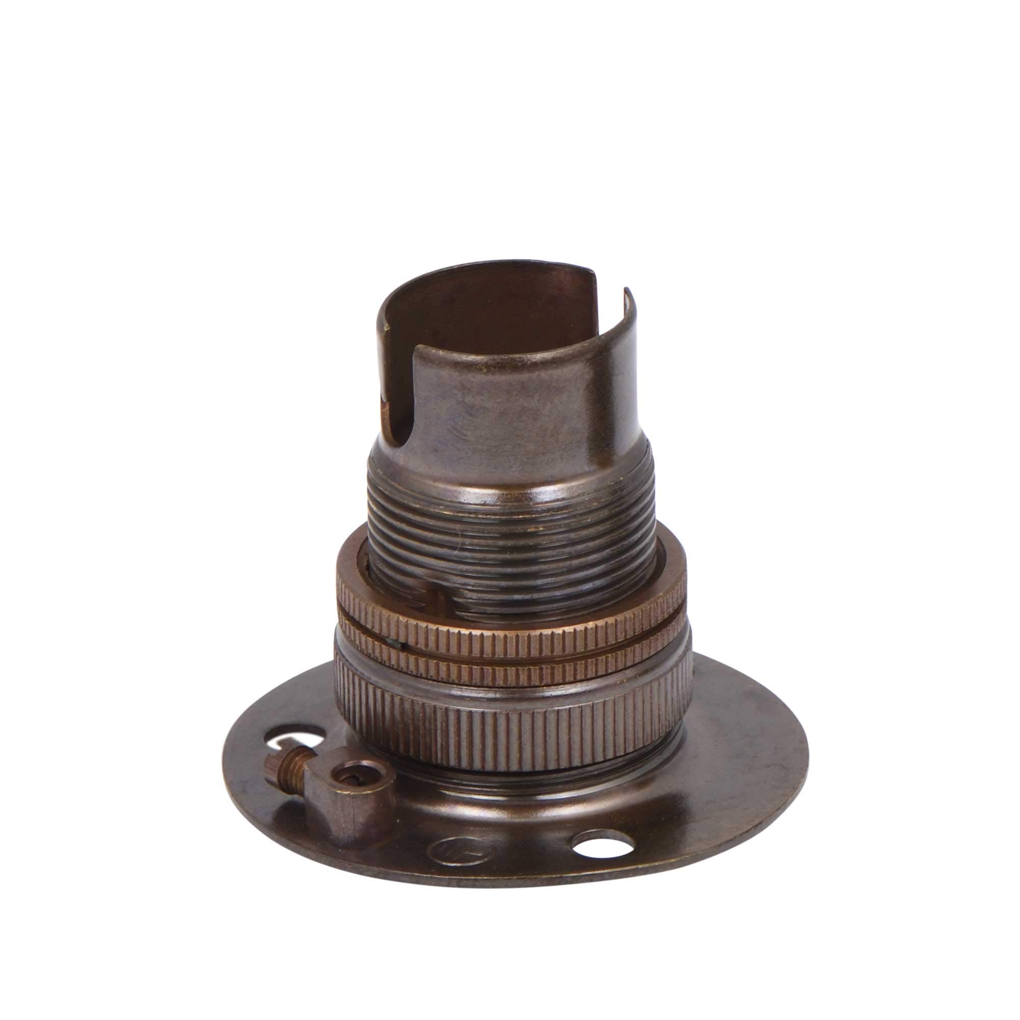 ElekTek B15 SBC Antique Brass Fixed Batten Miniature Lamp Bulb Holder Shade Ring - NOT SUITABLE for B22 Lamp/Light Bulbs - Made in UK