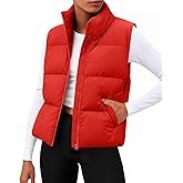 Zeagoo Women Puffer Vest Sleeveless Cropped Outerwear Warm Winter Lightweight Coat Stand Up Collar Down Jackets With Pockets