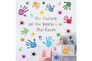 CASADECOR Colorful Inspirational Quotes Wall Stickers Vinyl Paint Splatter Handprint Wall Decals Motivational Lettering Positive Saying Wall Art Sticker for Kids Bedroom Playroom Classroom Nursery Room Decor.
