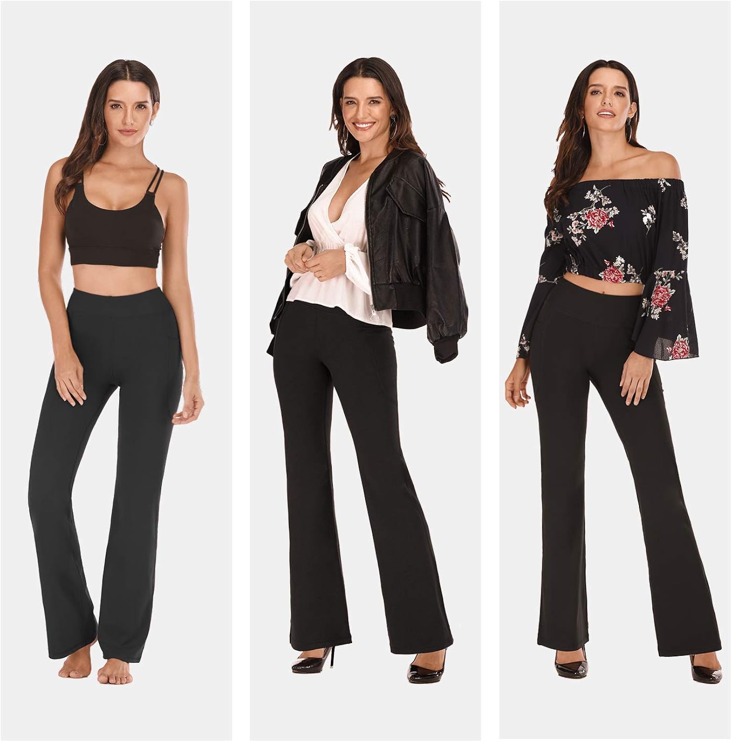 Heathyoga Bootcut Yoga Pants for Women with Pockets High Waisted Workout Pants for Women Bootleg Work Pants Dress Pants: Clothing