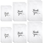 Oqqlin 300 Pcs White Thank You for Business Small, 3 Sizes Reusable Plastic Gift Bag with Handles Thickened Retail Shopping Bags for Goodie, Boutique, Party Gifts, Merchandise, Clothes