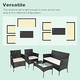 bigzzia Rattan Garden Furniture Set 4 Piece Patio Sofa Armchairs Table Black view 4