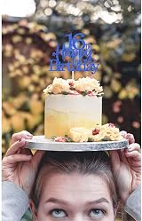 Pargleev 16th Glittery Royal Personalised Birthday Cake Topper Blue view 5