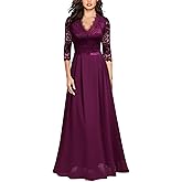 MISSMAY Women's Formal Floral Lace 2/3 Sleeves Long Evening Party Maxi Dress