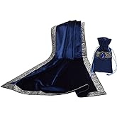 BLESSUME Square Velvet Altar Tarot Table Cloth and Pouch Dark Blue