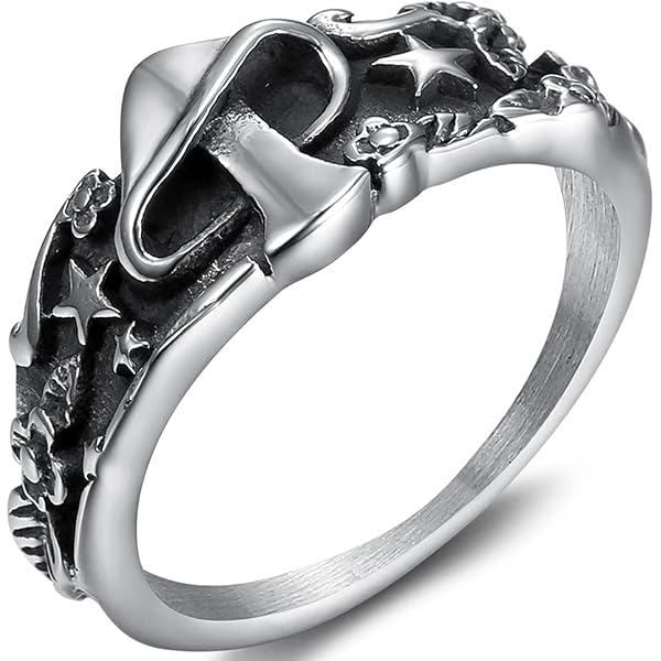 SAINTHERO Men's Vintage Stainless Steel Band Rings Gothic Devil