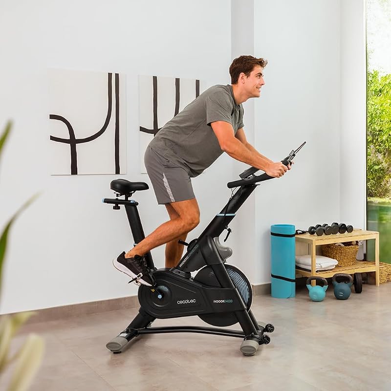 Bicicleta Estática Indoor con Resistencia Magnética y Volante de Inercia 24Kg DrumFit Indoor 24000 Magnetic Connected. APP, 8 Niveles de Resistencia, Pantalla, Sillín y Manillar Ajustables