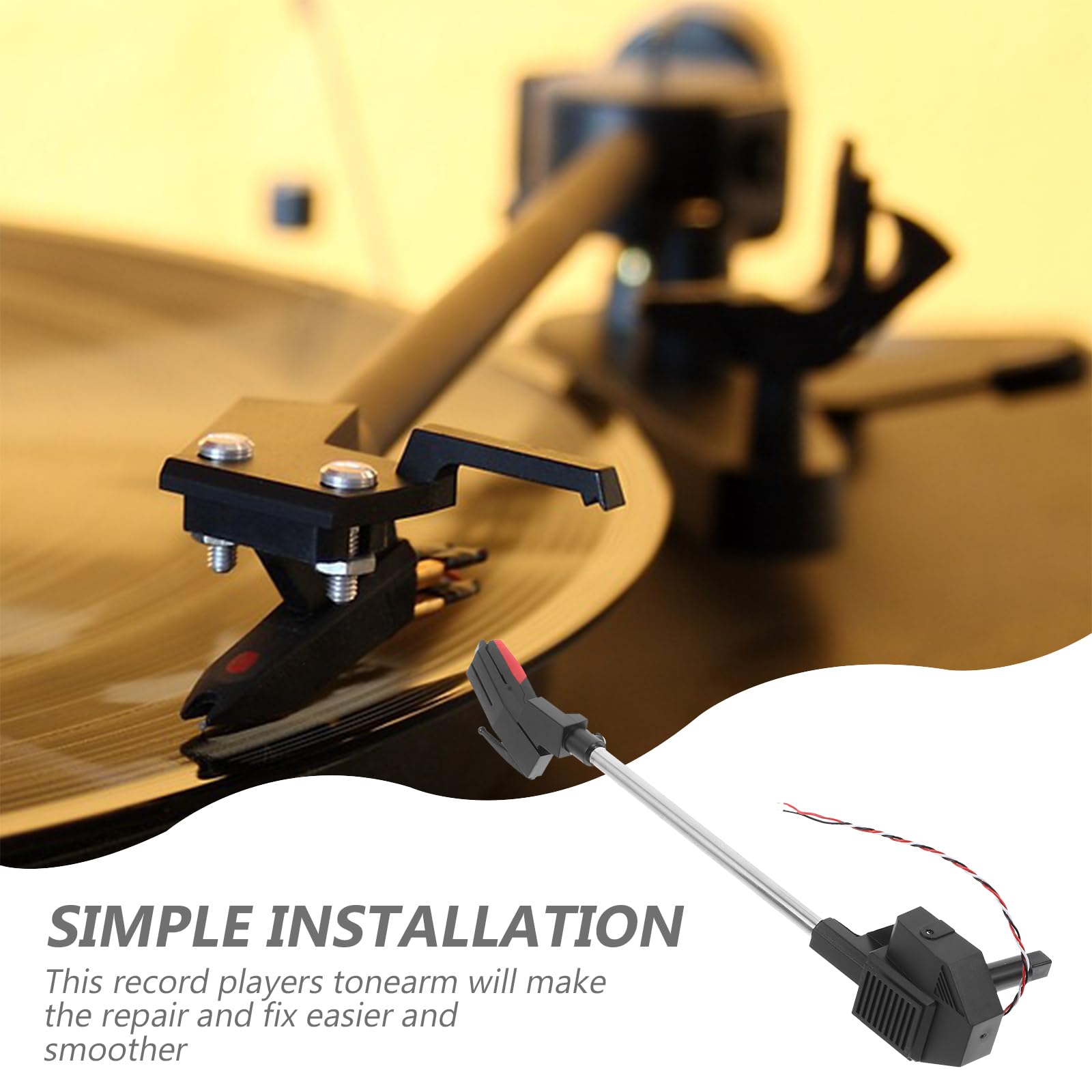 FAVOMOTO Universal Turntable Tonearm, Phonograph Arm Replacement Turntable Needles Phonograph Attachment Accessories for Compatible with Record Player Needles