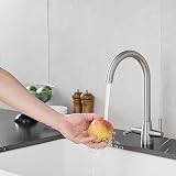 Heable Kitchen Mixer Tap Dual Lever Brushed Nickel with UK Fittings view 3
