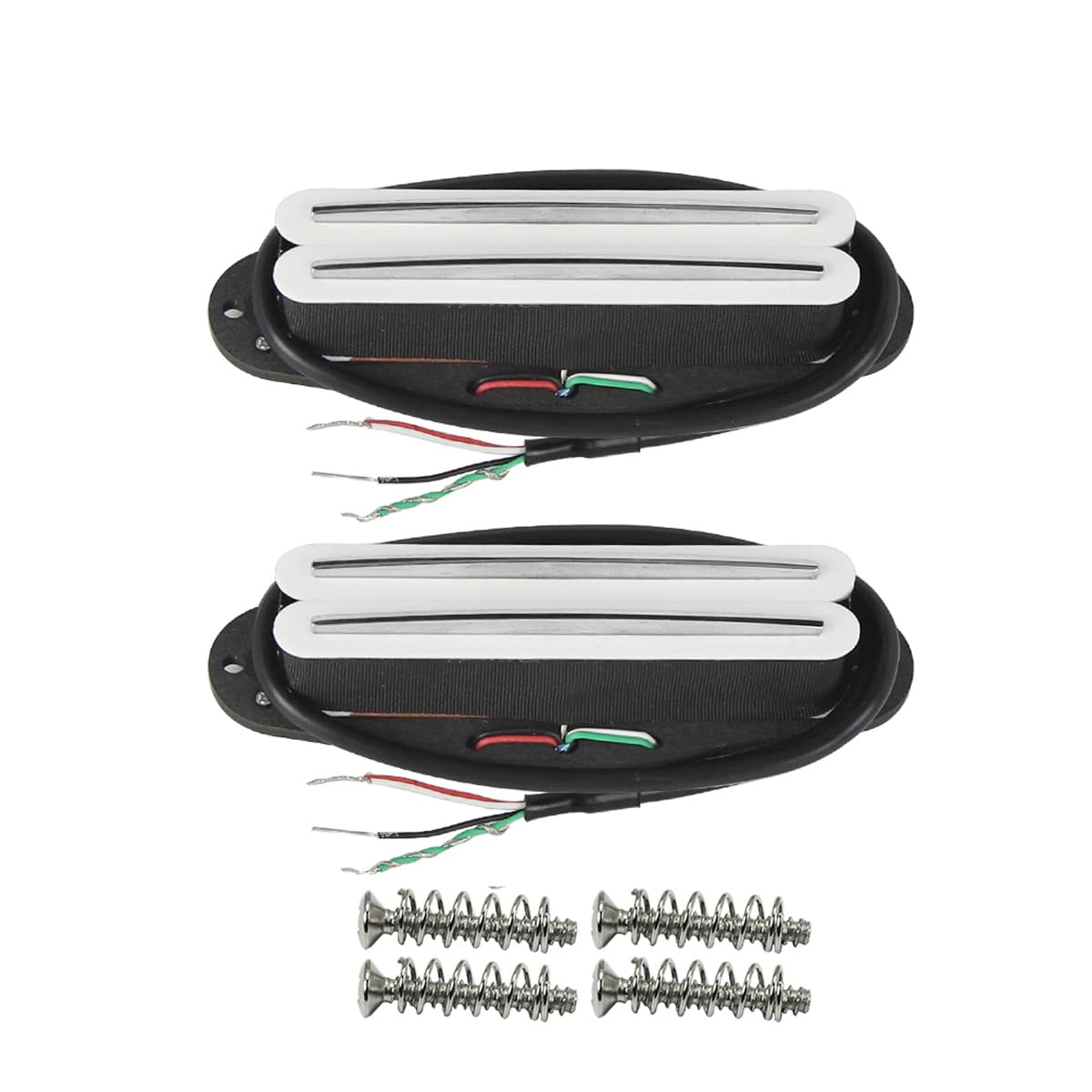 FLEOR Alnico 5 Hot Rail Single-Coil-Sized Humbucker Pickup Middle+Bridge Pickup Set, White