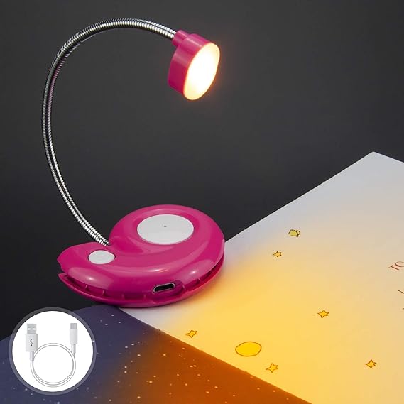 HONGUT Book Reading Light for Kids, Rechargeable Amber Book Light for