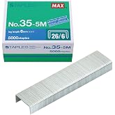 Max 35-5M Standard Staples for USA; Leg Length 6mm (1/4"); 100 Staples per Stick, for Use with Max HD-50, HD-50R, HD-50F and other Standard Staplers, 0.25" Leg Length, 0.5" Crown Width, 5000 Count