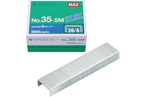 MAX USA CORP. Max 35-5M Standard Staples for USA; Leg Length 6mm (1/4"); 100 Staples per Stick, for Use with Max HD-50, HD-50R, HD-50F and other Standard Staplers, 0.25" Leg Length, 0.5" Crown Width, 5000 Count