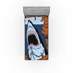 Ambesonne Shark Fitted Sheet, Wild Fish Breaking