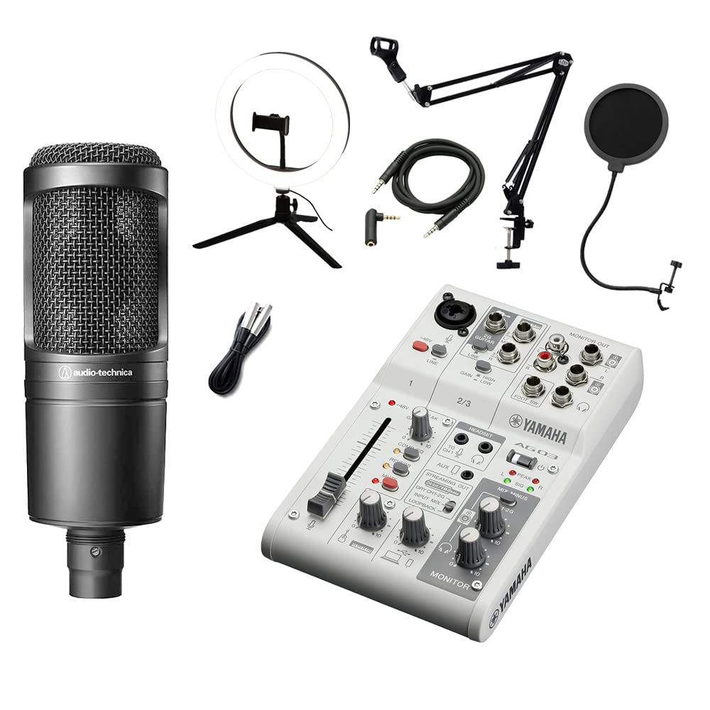 YAMAHA AG03MK2 配信セット (AT2020+配信用ライト, AG03MK2白)商品画像