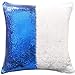 16 with Insert Mermaid Flip Sequin Pillow That Changes Color Reversible Pillow with Sequins Perfect Color Changing Throw Pillow Square for Home Decor Blue White
