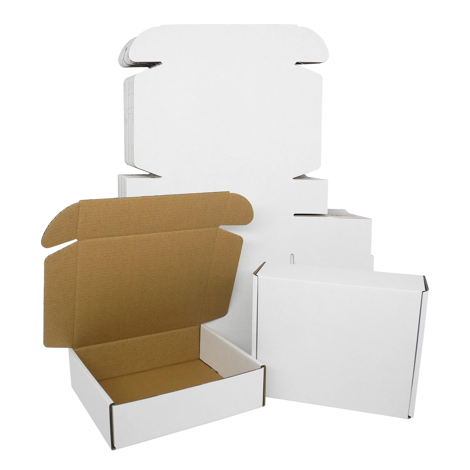Photo 1 of 7x6x2 Shipping Boxes, Small Box for Packaging Cardboard Boxes Flat Corrugated Literature Mailer Jewelry Packing White Mailing Box, 25 Pack