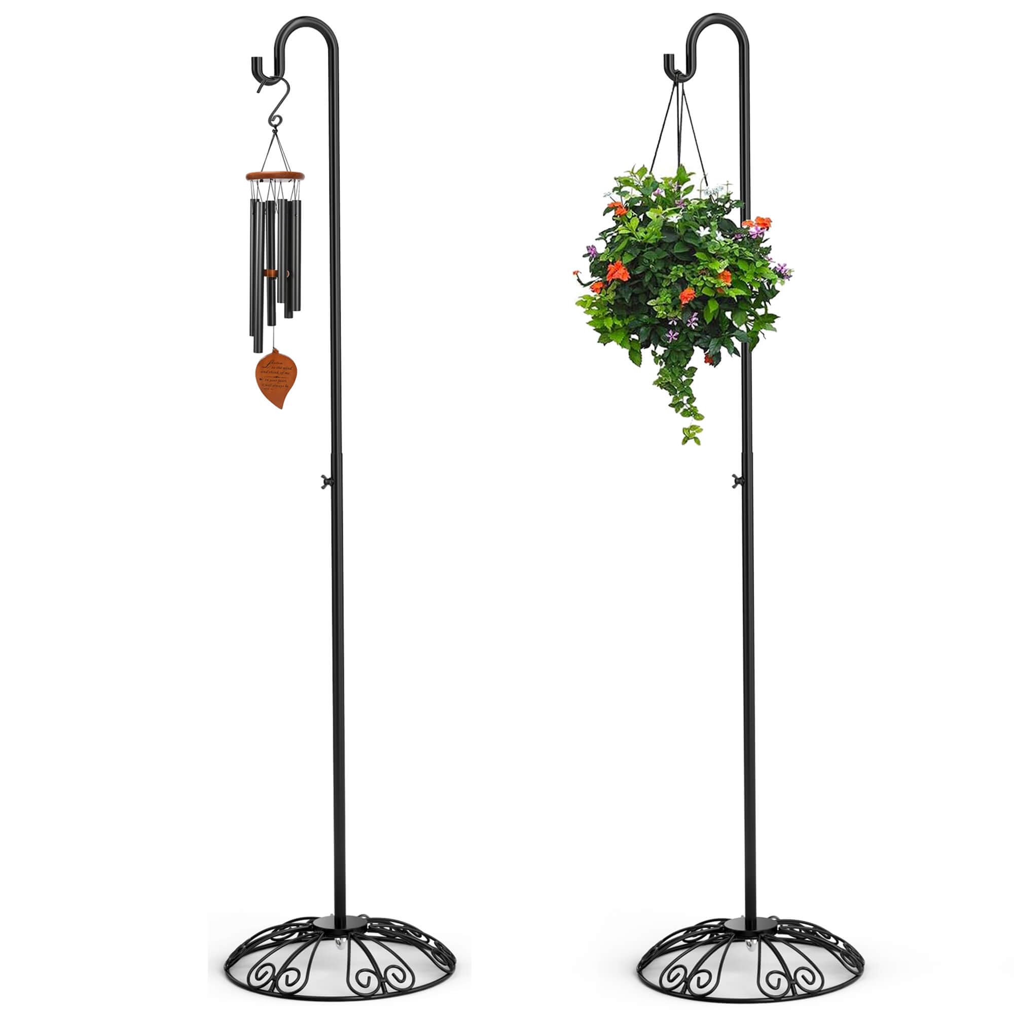 Photo 1 of PREMILITY 2 Pack 37" - 59" Adjustable Shepherds Hooks Stand, Hanging Wind Chimes, Hummingbird Feeders, Lanterns, Plants and Wreath, Suitable for Outdoor Indoor, Holds Up to 11 LBS