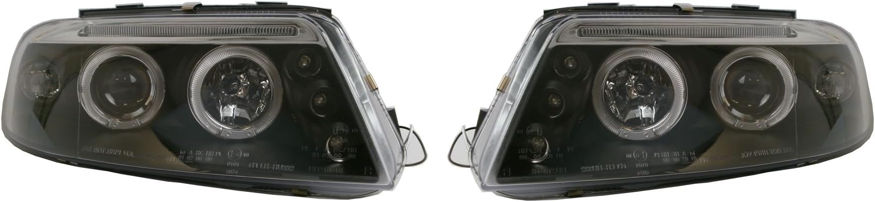 Black Angel Eye Halo Projector Head Lights Lamps Pair + Free Ultimate Styling Air Freshener