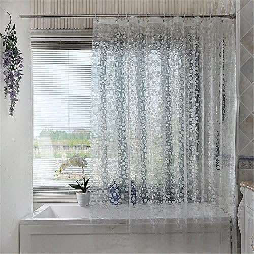 Luxiu Home Mildew Resistant PEVA Semi-transparent Shower Curtain Waterproof/Water-Repellent decorated with frosted circle pattern 70 x 78 inch approx