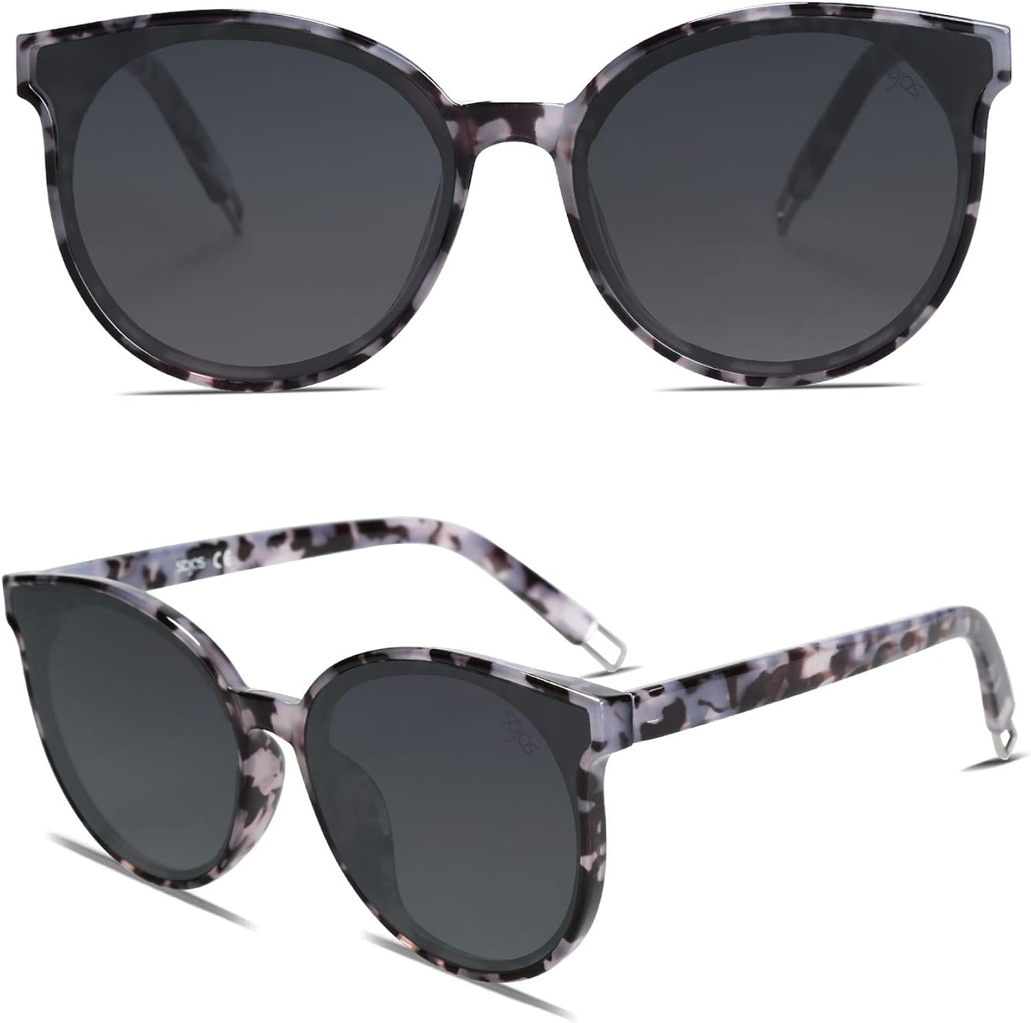 SOJOS Fashion Round Sunglasses for Women Men Oversized Vintage Shades SJ2057 with Tortoise Frame/Grey Lens: Clothing