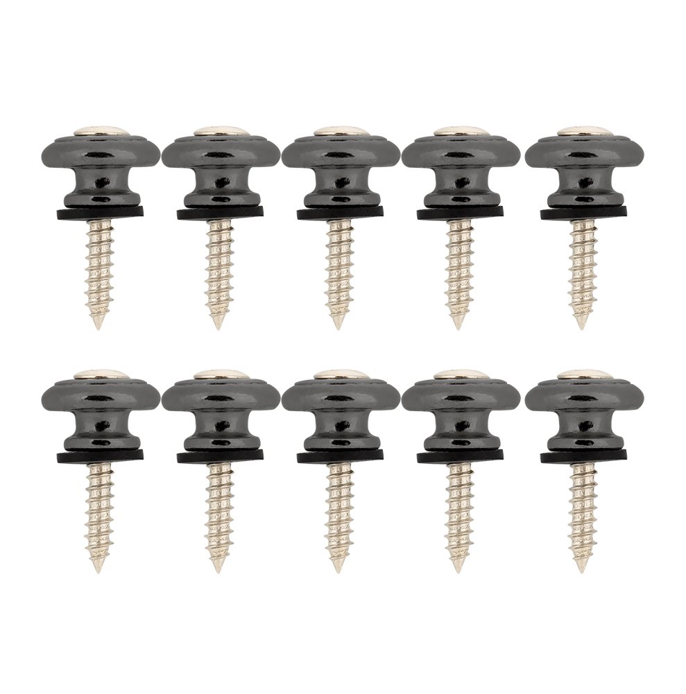 Tbest 10pcs Mushroom Head Metal Lock Attached Button Screws Replacement for Classical Guitar Strap Acoustic Electric Bass Ukulele Strap Attachment Guitar Buttons (Black)