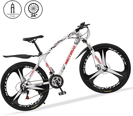 Amazon Co Jp 21 Speed カーボンフレーム マウンテンバイク 26インチ 超軽量高炭素鋼 クロスバイク 前サスペンション ディスクブレーキ クルーザー自転車 男性 女性 初心者 白 3 Spokes ホーム キッチン