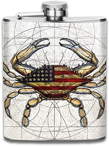Colorful Abstract Big Crab Gifts Top Shelf Flasks Stainless Steel Flask
