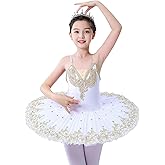 ZX Girls Camisole Skirted Leotard Ballet Dress Sparkle Lace Swan Lake Tutu Ballerina Costumes for Competition 4-13Y