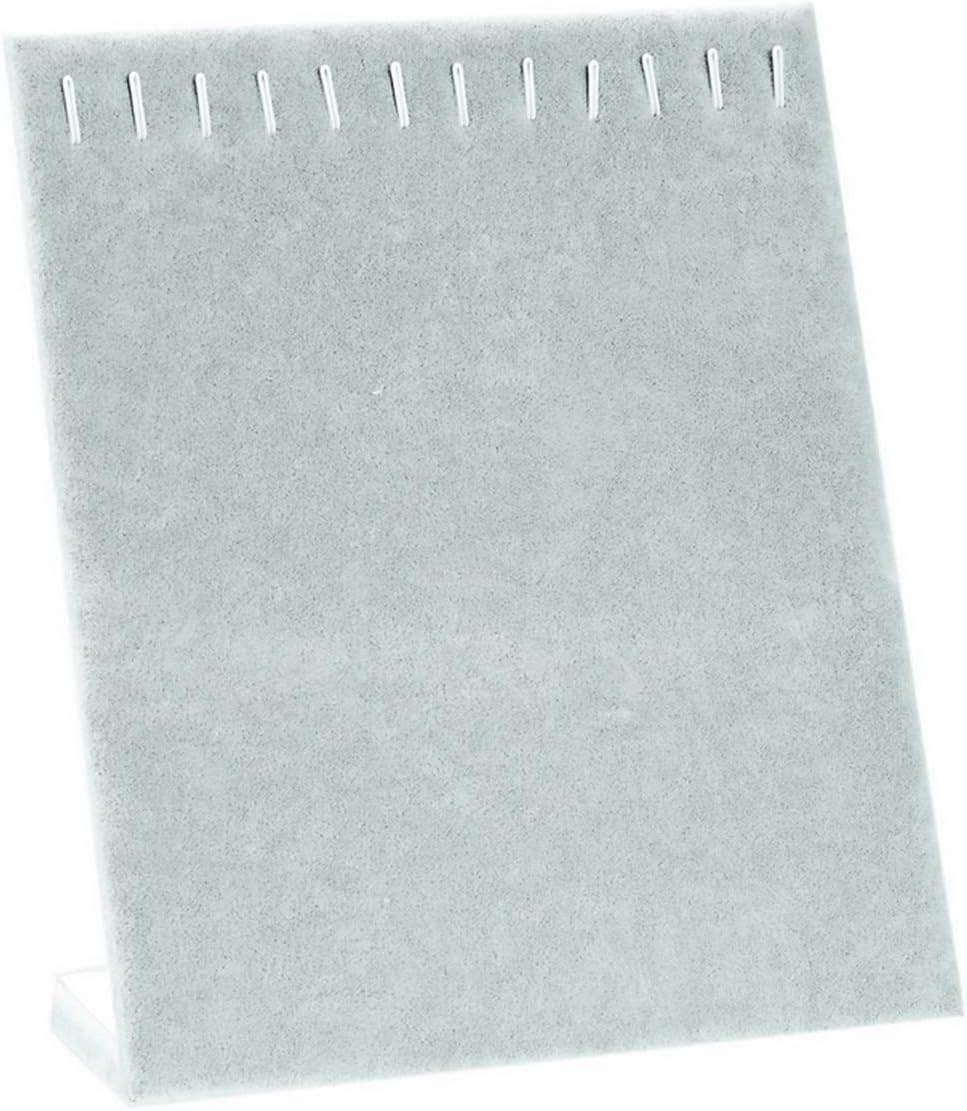 RainbowieVelvet Necklace Chain Jewelry Tray Jewelry Display Organizer Holder Pad Showcase Display Stand 12 Hook Grey
