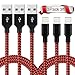 Akaho iPhone Cable,Lightning Cable Certified 3Pack 3FT Nylon Braided Cord to USB Charging Charger for iPhone 7/7 Plus/6S/6S Plus,SE/5S/5,iPad,iPod Nano 7 (Black+Red,3FT)