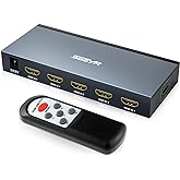 HDMI Switch SGEYR 5x1 HDMI Switcher 5 in 1 Out Multiple HDMI HUB 5 Port Box with IR Remote Control HDMI 1.4 HDCP 1.4 Support 