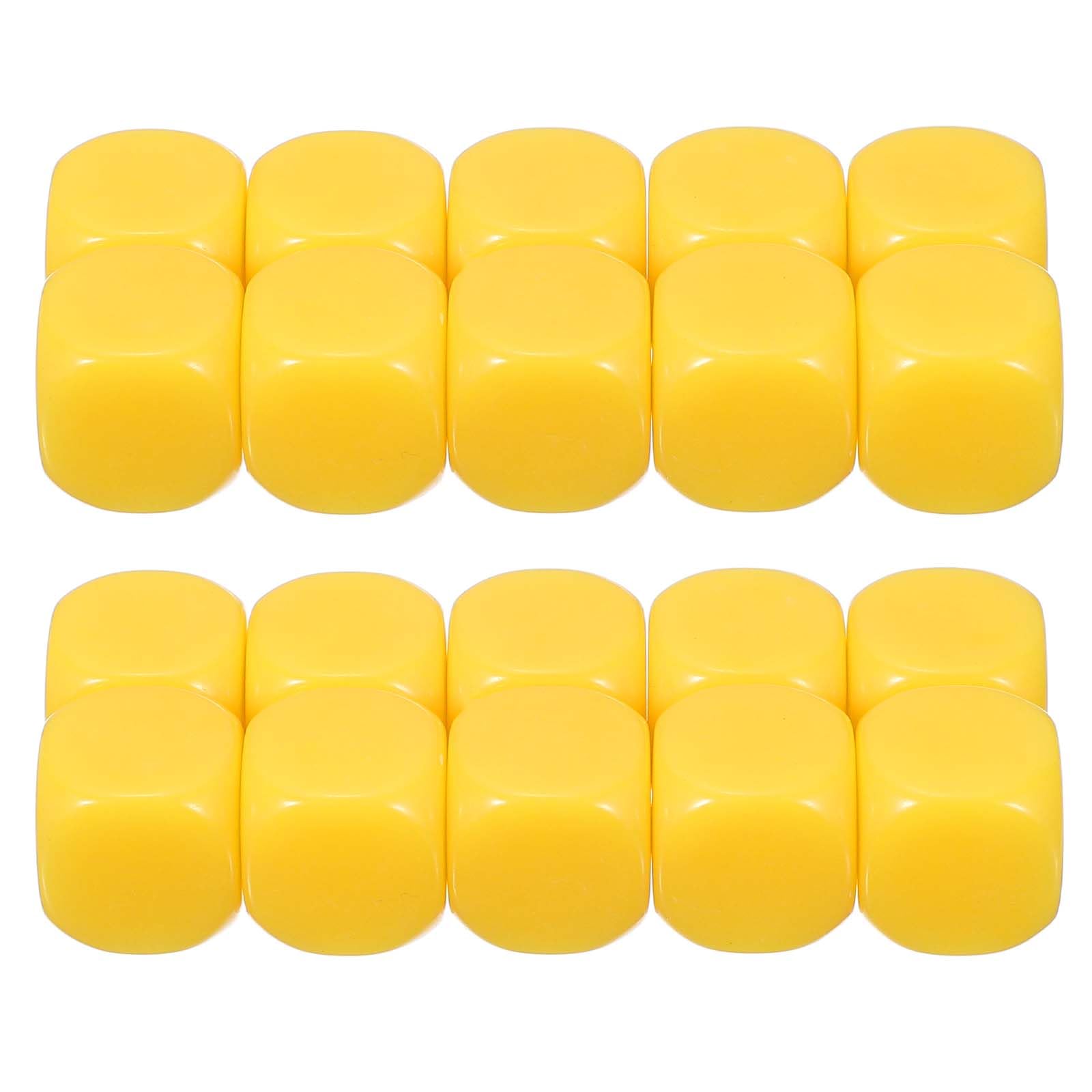 PATIKIL 16 mm Acrylic Dice Blank, 100 Pcs Standard Game Dice Rounded Corner with Smoothed Surface Six Sided for Board Games Teaching, Yellow