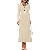 ZESICA Women's Long Sleeve Sweater Dress 2026 Fall V Neck Ribbed Knit Casual Formal Cocktail Bodycon Maxi Dresses