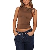 korssyee Crop Tank Tops for Women Summer Going Out Tops Spring Sleeveless Asymmetrical Cute Y2K Basic Shirts 2025