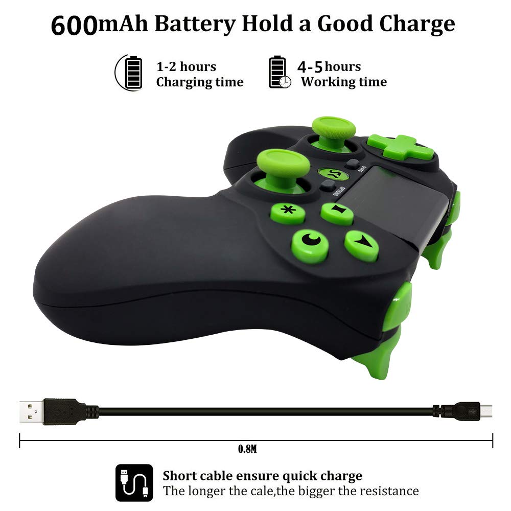 PS4 Controller Wireless Dual Vibration Gamepad for Sony Playstation 4 Pro Gaming Remote Control Support PC (Black-Green)