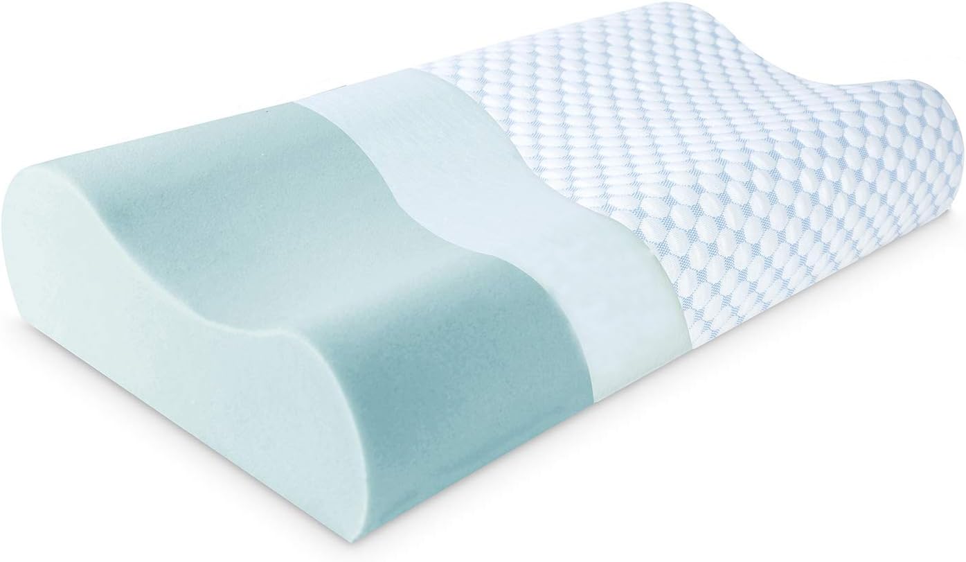 Dlight Contour Memory Foam Pillow-Ergonomic Design to Relieve Neck Pain,Sleeping Bed Pillow for All Sleeping Positions, CertiPUR-US (Soft Contour-4.7 Inch): Home & Kitchen