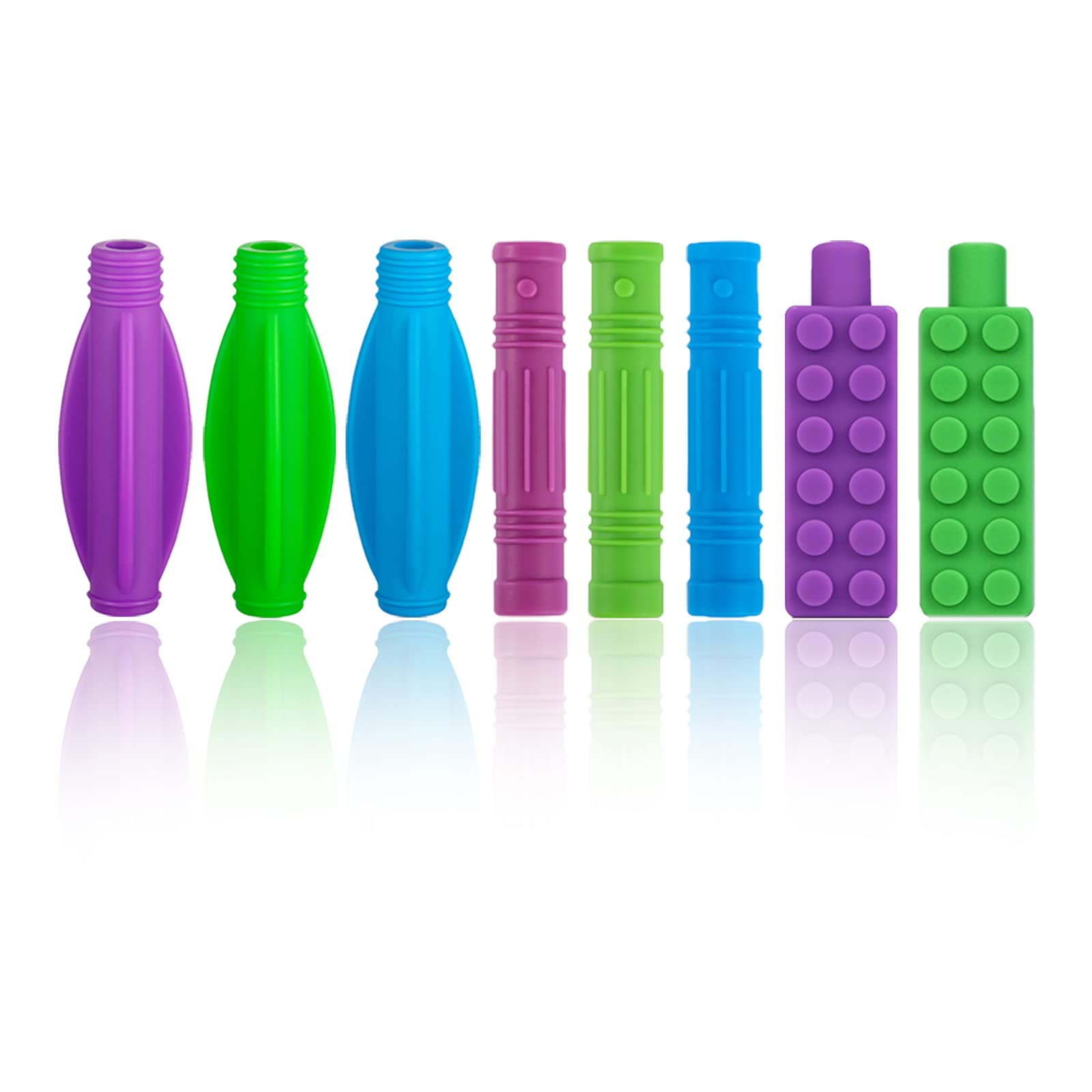 ANSUG 8 Packs Pencil Topper Chewy Silicone Pencil Chew Topper Sensory Kids Chewable Pen Top for Autistic Children Adult โ image 1