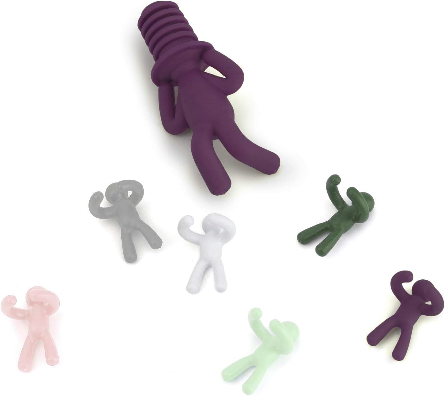 Umbra Drinking Buddy Wine Bottle Stopper & Six Wine Glass Markers – Food-Safe Flexible Rubber Molded Wine Bottle Holder, Saver & Wine Charms – Keeps Open Wine Fresh & Identifies Each Person’s Drink