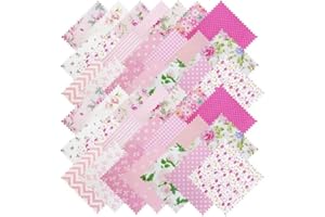 42pcs Cotton Fabric Patchwork 12.7X`12.7cm Squares Pink Floral Patterns for DIY Quilting Sewing Crafts Clothing Handmade Prin