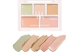 AK AEKYUNG LUNA Conceal Blender Palette 5-in-1 Color Correcting and Concealing Makeup with Beige, Green, Vanila, Medium Peach and Pure Bright Buildable Coverage for Redness, Dark Circles and Blemishes