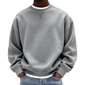 Men's Crewneck Sweatshirt Long Sleeve Fall Oversized Pullover Tops Loose Fit Athletic Comfy Basic Shirts