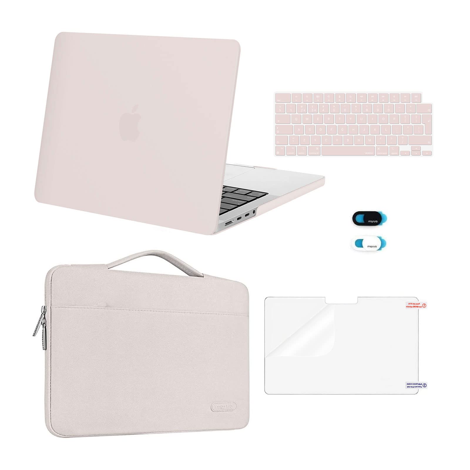 MOSISO Compatible with MacBook Pro 14 inch Case 2026-2021 M5 M4 M3 M2 M1 A3434 A3112 A3185 A3401 A2918 A2992 A2779 A2442, Hard Shell&Sleeve Bag&Keyboard Skin&Screen Film&Webcam Cover, Rock Gray