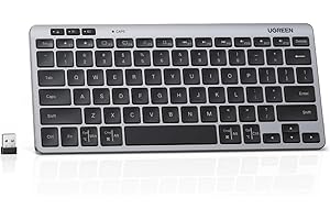 UGREEN Mini Wireless Keyboard, 3-Device Free Switching with Bluetooth 5.3&2.4G,Slim and Portable,Silent Click,Compatible with