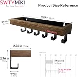 SW TYMIKI Key Holder with Wood Tray 6 Hooks Wall Mounted Organizer view 3