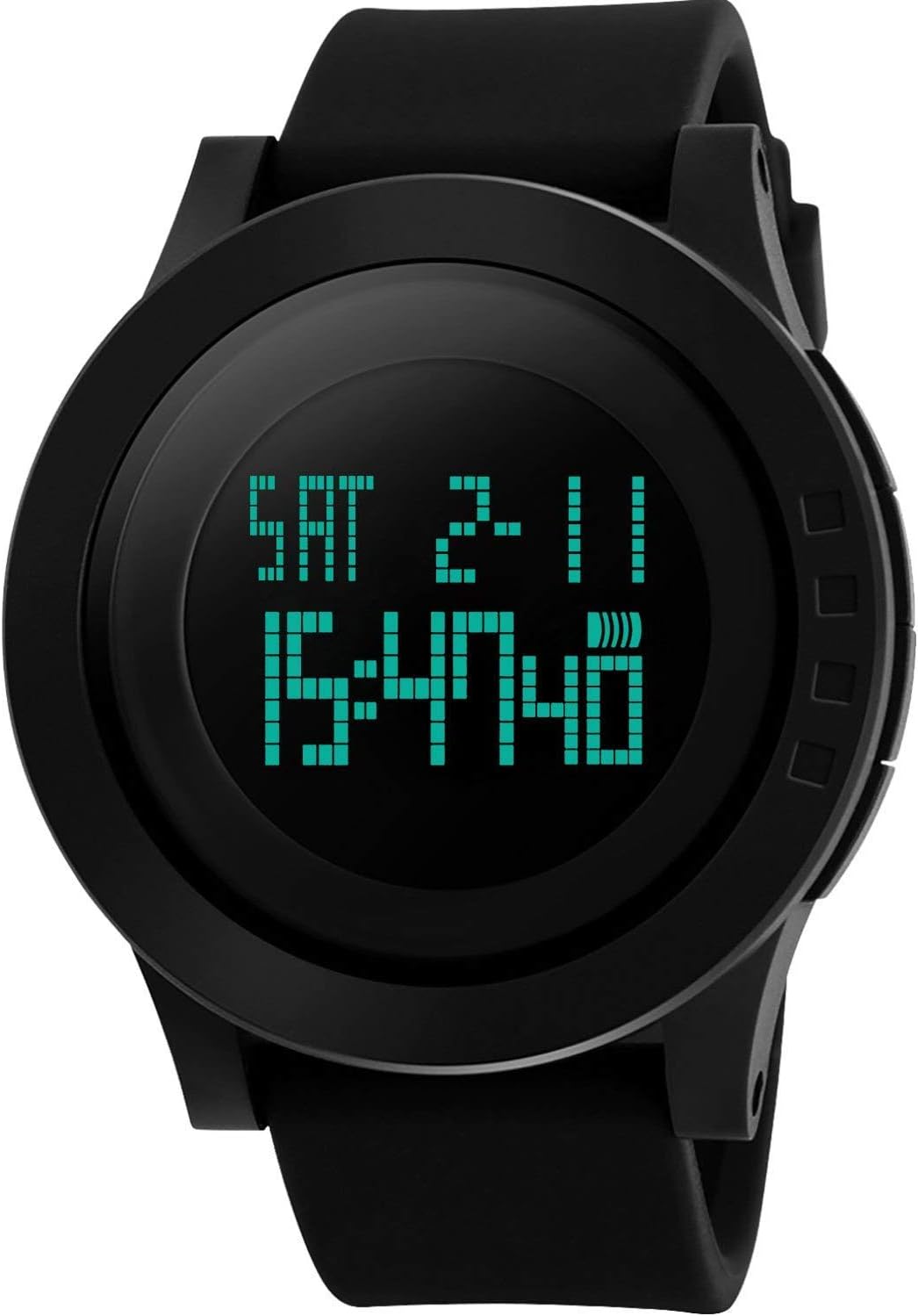 Men's Digital Sports Wrist Watch LED Screen Large Face Electronics Military Watches Waterproof Alarm Stopwatch Back Light Outdoor Casual Watch - Black