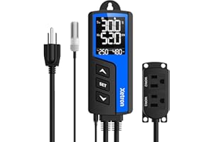 Xetron Temperature and Humidity Controller 110V 10A Digital Humidistat Thermostat Controller Pre-Wired Outlet for Fan Seed Fermentation Reptiles Heater, STC-1000ProTH NoAPP